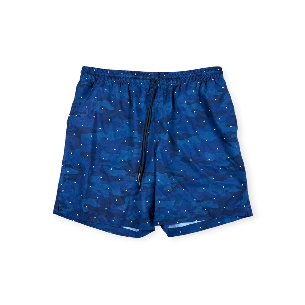 RSVLTS Mens 7" Dare Mighty Things Blue Camo Polka Dot Swim Trunks Shorts Large